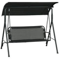 Outsunny 3-Seat Outdoor Patio Swing Chair with Removable Cushion, Steel Frame Stand and Adjustable Tilt Canopy for Garden