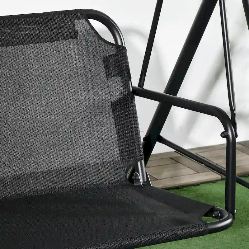 Balançoire de jardin 3 places Outsunny avec coussin amovible, support en acier et auvent inclinable réglable pour l'extérieur