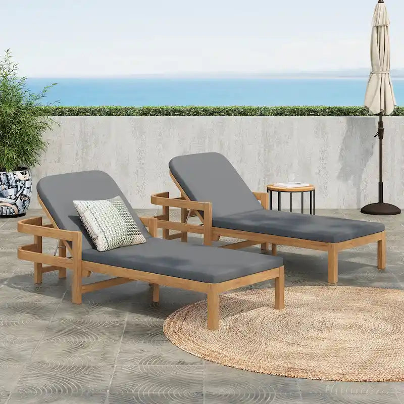 Christopher Knight Home - Chaises longues de jardin réglables en bois d'acacia (lot de 2)