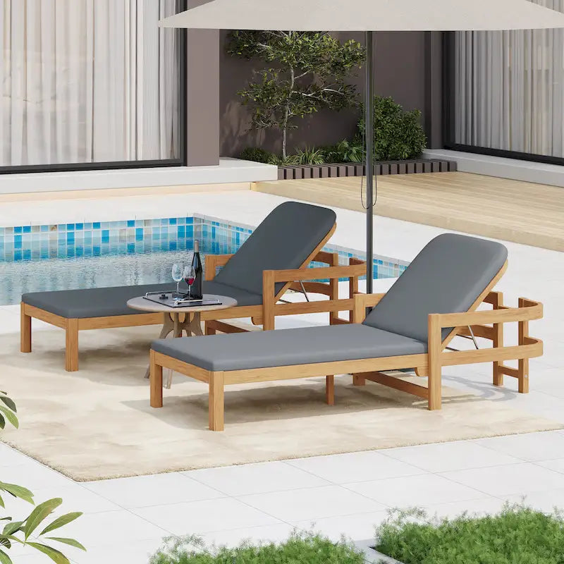 Christopher Knight Home - Chaises longues de jardin réglables en bois d'acacia (lot de 2)