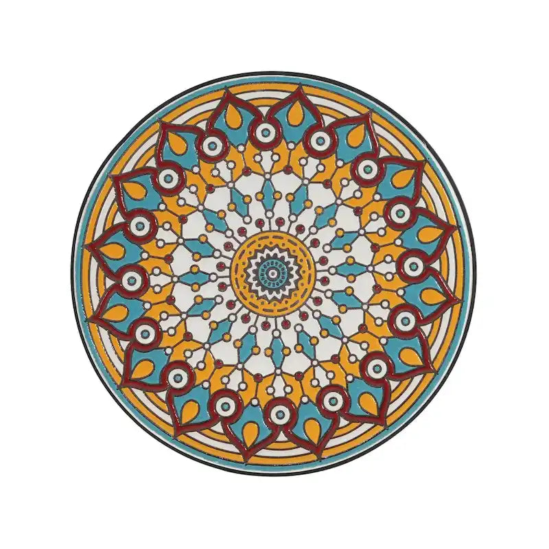 Table d'appoint ronde en céramique pour l'extérieur, Colorée+Noire