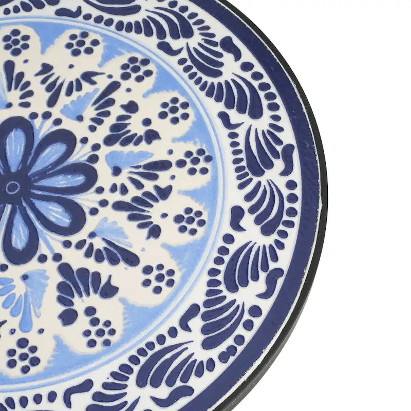 Table d'appoint de patio, bleu et noir