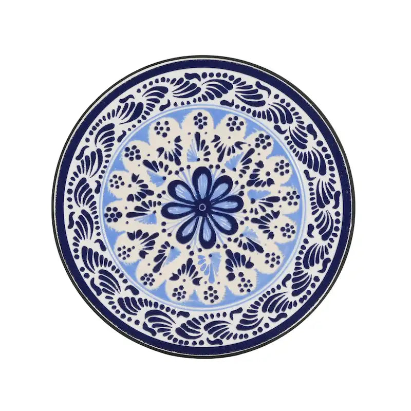 Table d'appoint de patio, bleu et noir
