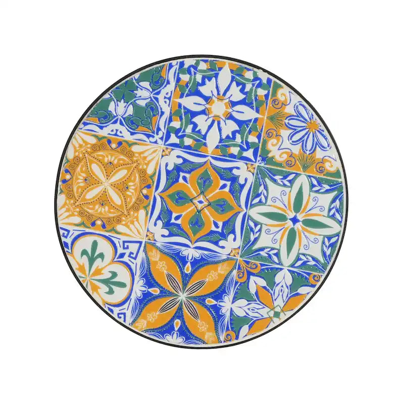 Table d'appoint de patio, bleu et noir