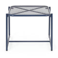 Powder-Coated Iron Side Table 15.5 Inch Mesh Design Outdoor Elba Collection