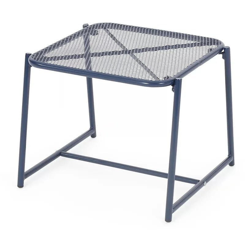 Table d'appoint en fer thermolaqué motif maille 15,5 pouces collection d'extérieur Elba