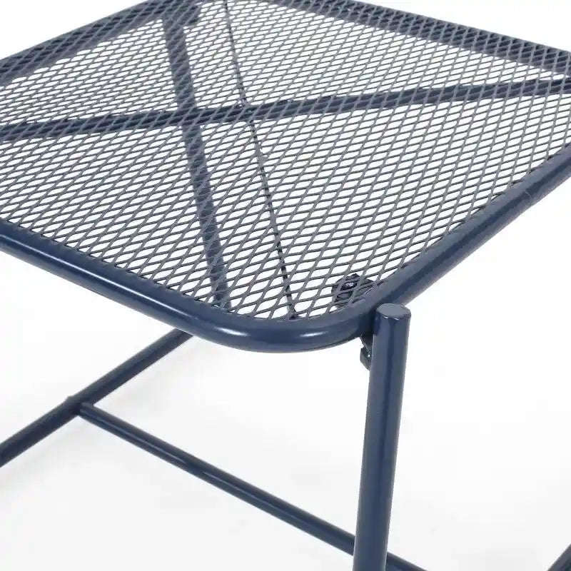 Table d'appoint en fer thermolaqué motif maille 15,5 pouces collection d'extérieur Elba