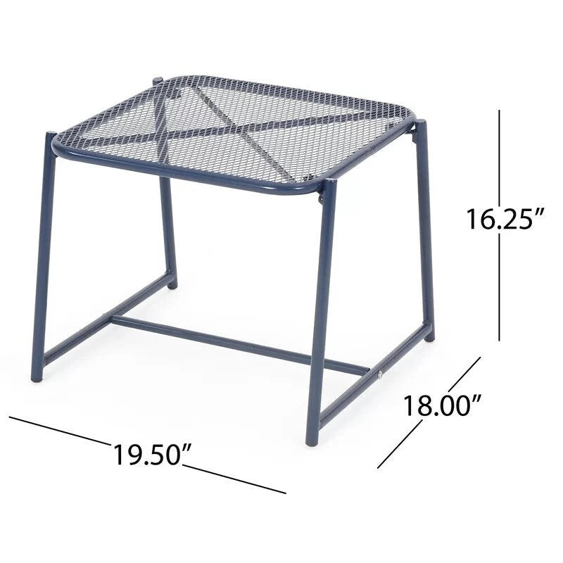 Table d'appoint en fer thermolaqué motif maille 15,5 pouces collection d'extérieur Elba