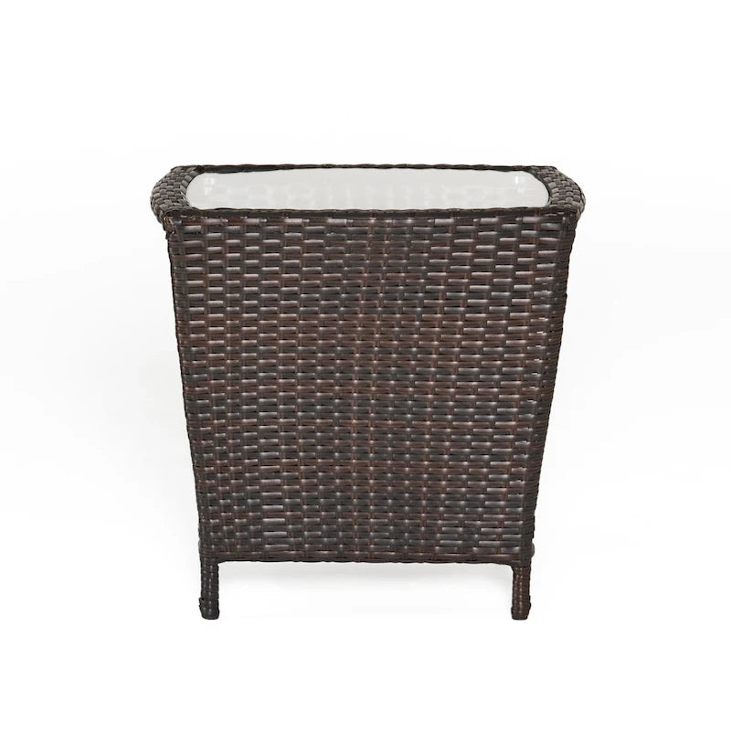 Table d'appoint en rotin 50 cm avec plateau en verre Rangement extérieur en osier