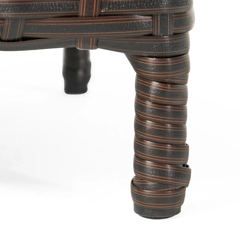Table d'appoint en rotin 50 cm avec plateau en verre Rangement extérieur en osier