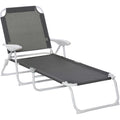 Chaise longue pliante d'extérieur, dossier inclinable 4 positions, accoudoirs, structure en métal et tissu en maille pour plage, jardin, terrasse