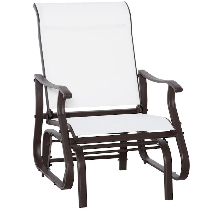 Outsunny Outdoor Glider Chair, Gliders for Outside Patio with Steel Frame and Mesh Fabric for Backyard, Garden, and Porch