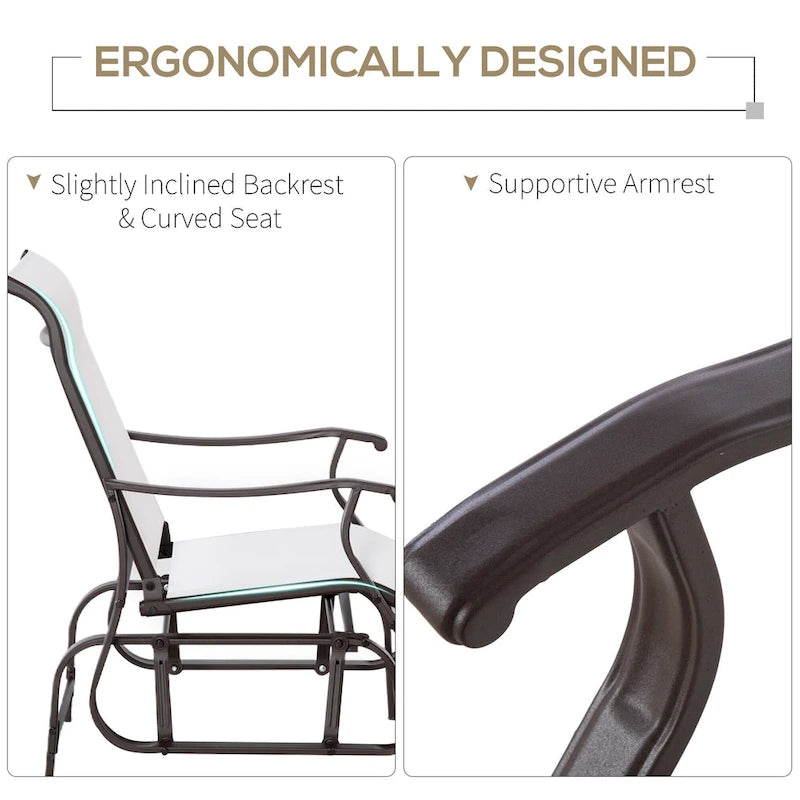 Fauteuil planeur d'extérieur Outsunny, Planeurs pour patio extérieur avec cadre en acier et tissu en maille pour jardin et véranda