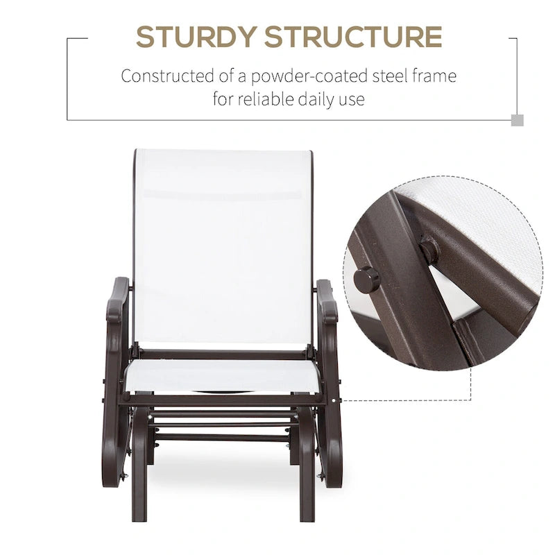 Fauteuil planeur d'extérieur Outsunny, Planeurs pour patio extérieur avec cadre en acier et tissu en maille pour jardin et véranda