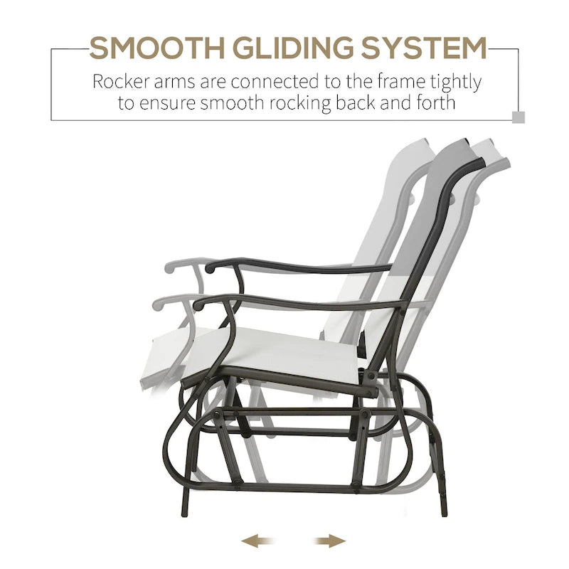 Fauteuil planeur d'extérieur Outsunny, Planeurs pour patio extérieur avec cadre en acier et tissu en maille pour jardin et véranda