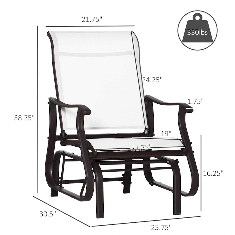Fauteuil planeur d'extérieur Outsunny, Planeurs pour patio extérieur avec cadre en acier et tissu en maille pour jardin et véranda