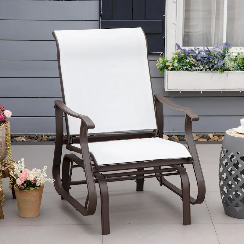 Fauteuil planeur d'extérieur Outsunny, Planeurs pour patio extérieur avec cadre en acier et tissu en maille pour jardin et véranda