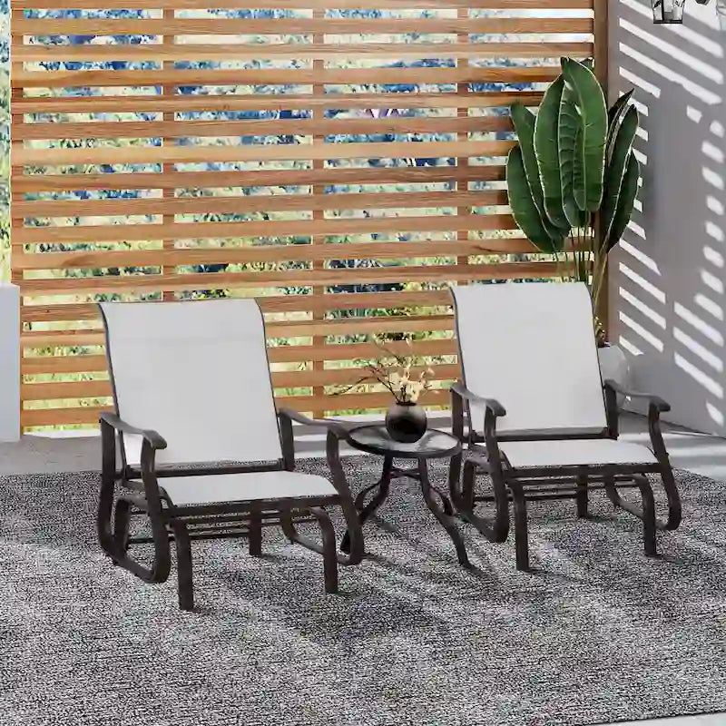 Fauteuil planeur d'extérieur Outsunny, Planeurs pour patio extérieur avec cadre en acier et tissu en maille pour jardin et véranda