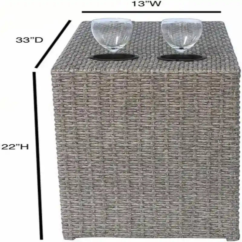 Table d'appoint d'extérieur en osier entièrement assemblée, gris mélangé
