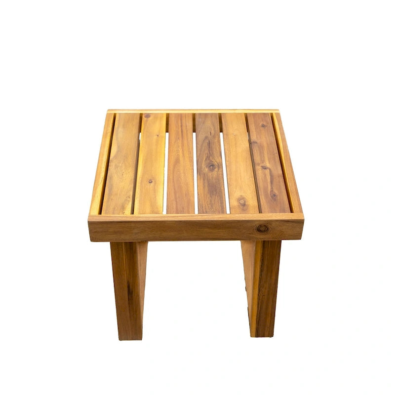 Ensemble de salon d'extérieur en bois d'acacia comprenant un fauteuil d'appoint, un pouf et une table d'appoint, ensemble de 3 chaises de canapé de patio pour jardin et balcon