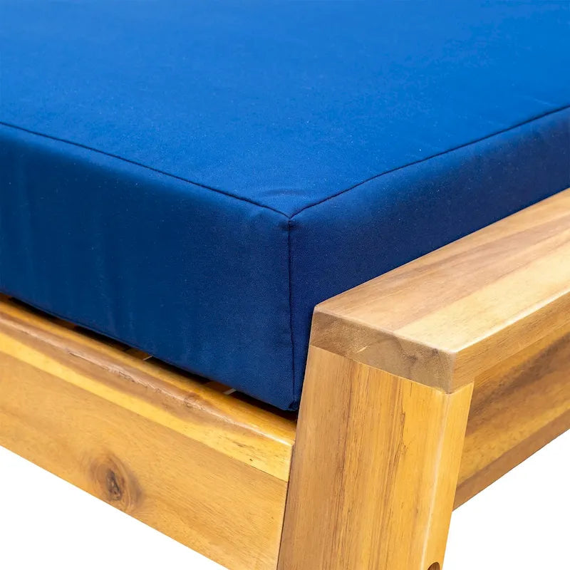 Ensemble de salon d'extérieur en bois d'acacia comprenant un fauteuil d'appoint, un pouf et une table d'appoint, ensemble de 3 chaises de canapé de patio pour jardin et balcon