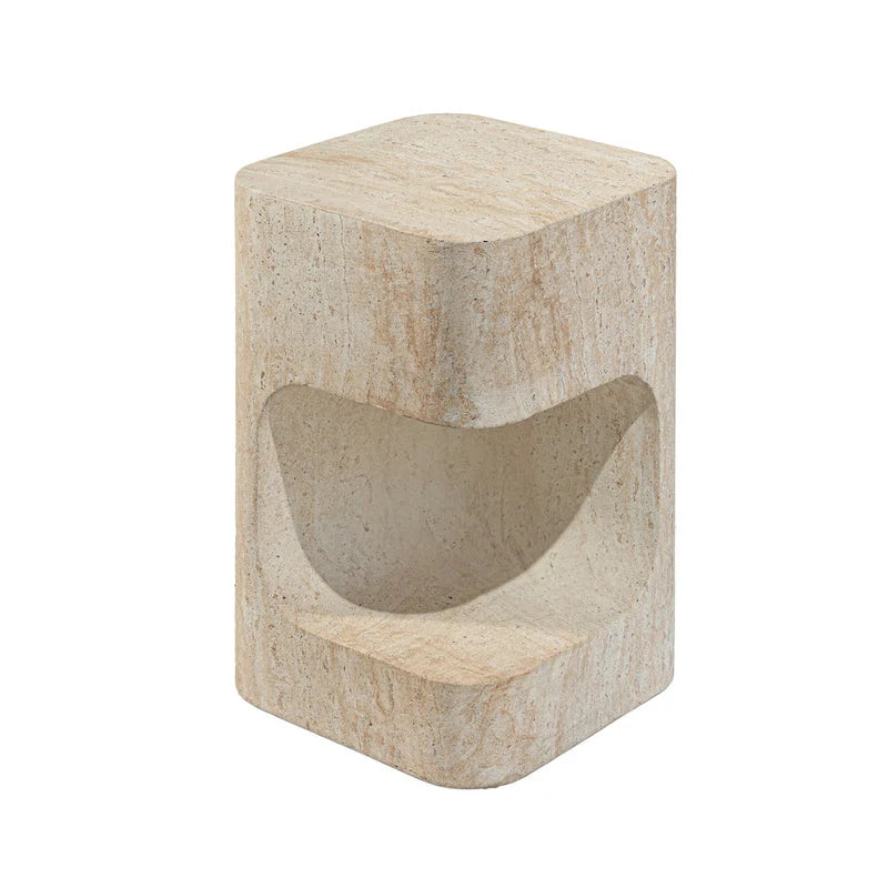 Table d'appoint asymétrique Grover d'extérieur en fausse pierre