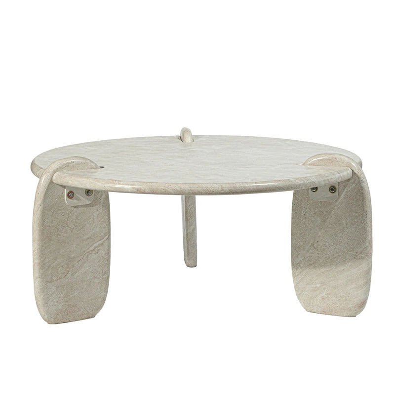 Table basse d'extérieur Grover en fausse pierre, blanc