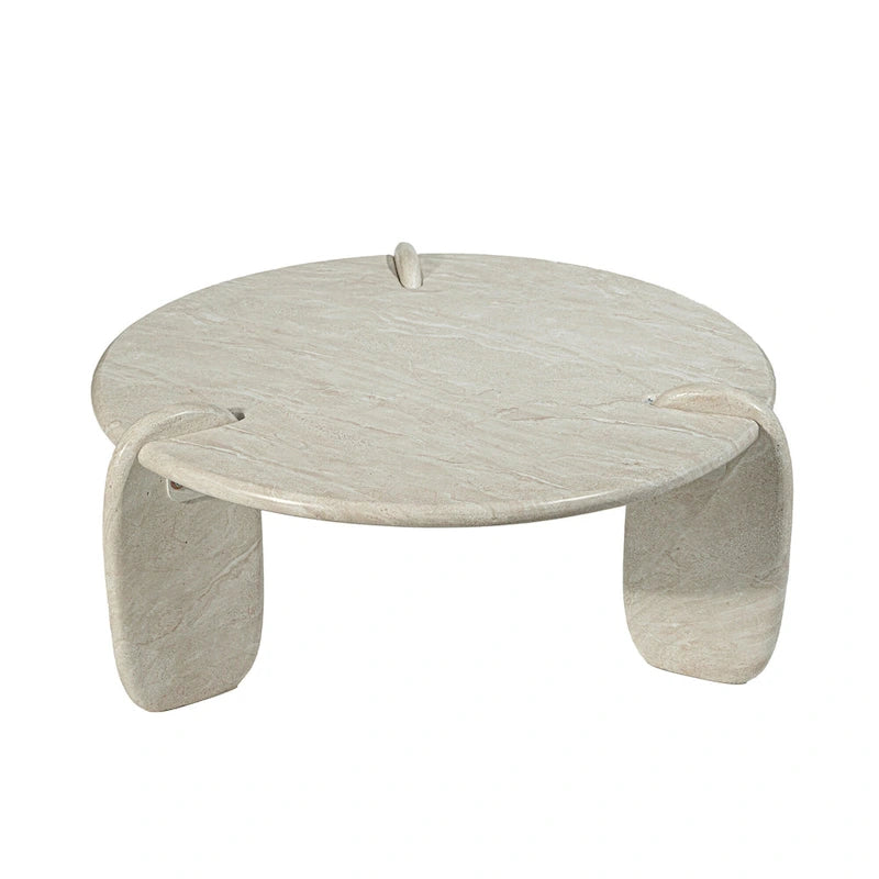 Table basse d'extérieur Grover en fausse pierre, blanc