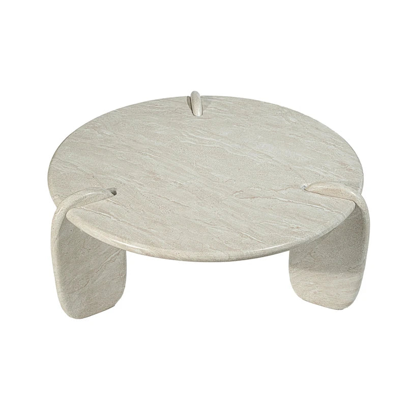 Table basse d'extérieur Grover en fausse pierre, blanc