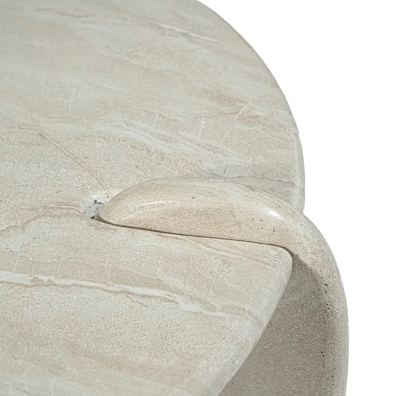 Table basse d'extérieur Grover en fausse pierre, blanc