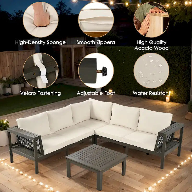 Ensemble de canapés de jardin en bois 4 pièces