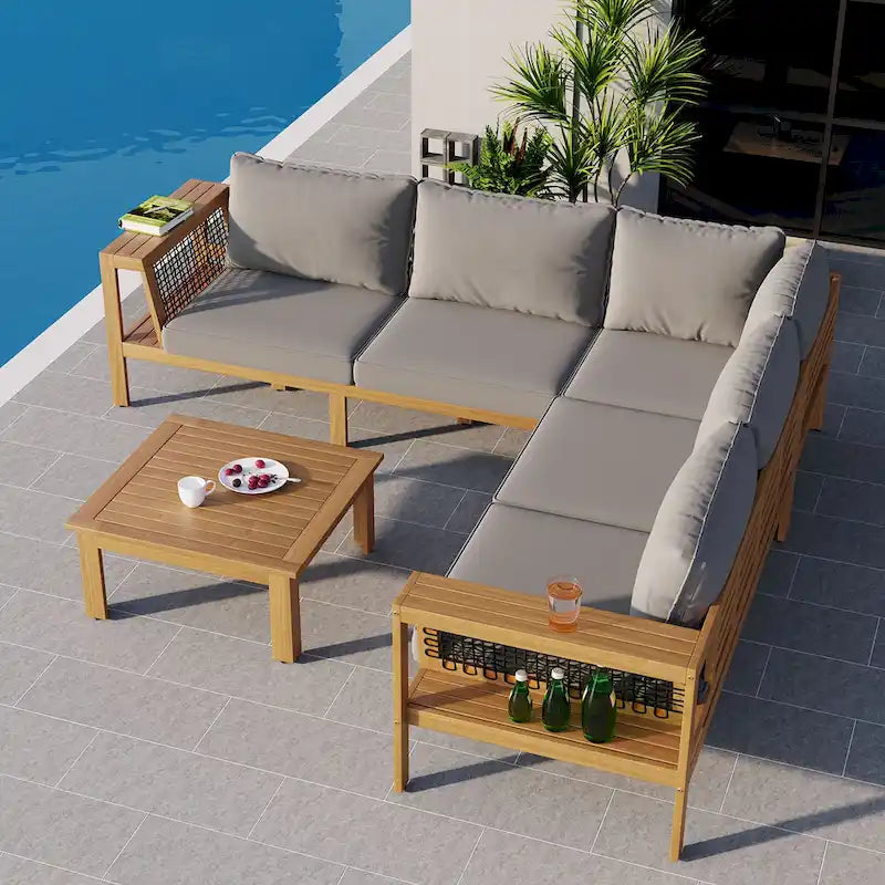 Ensemble de canapés de jardin en bois 4 pièces