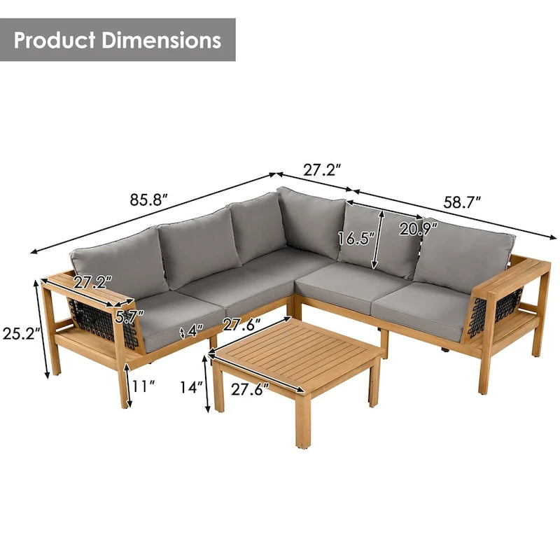 Ensemble de canapés de jardin en bois 4 pièces