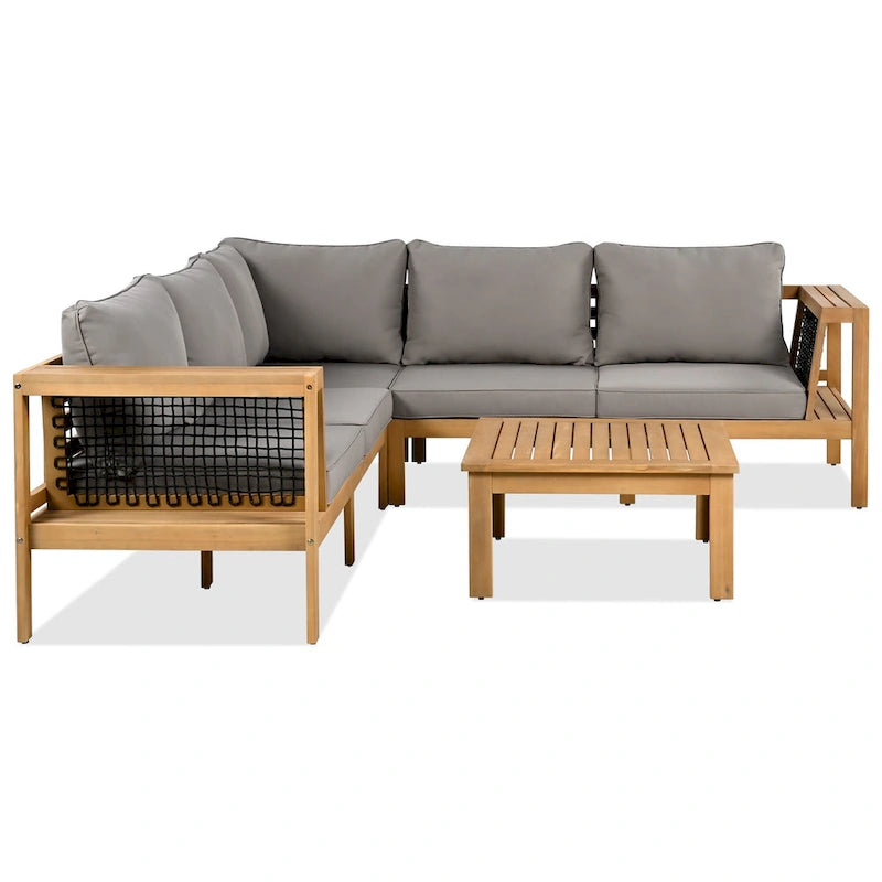 Ensemble de canapés de jardin en bois 4 pièces