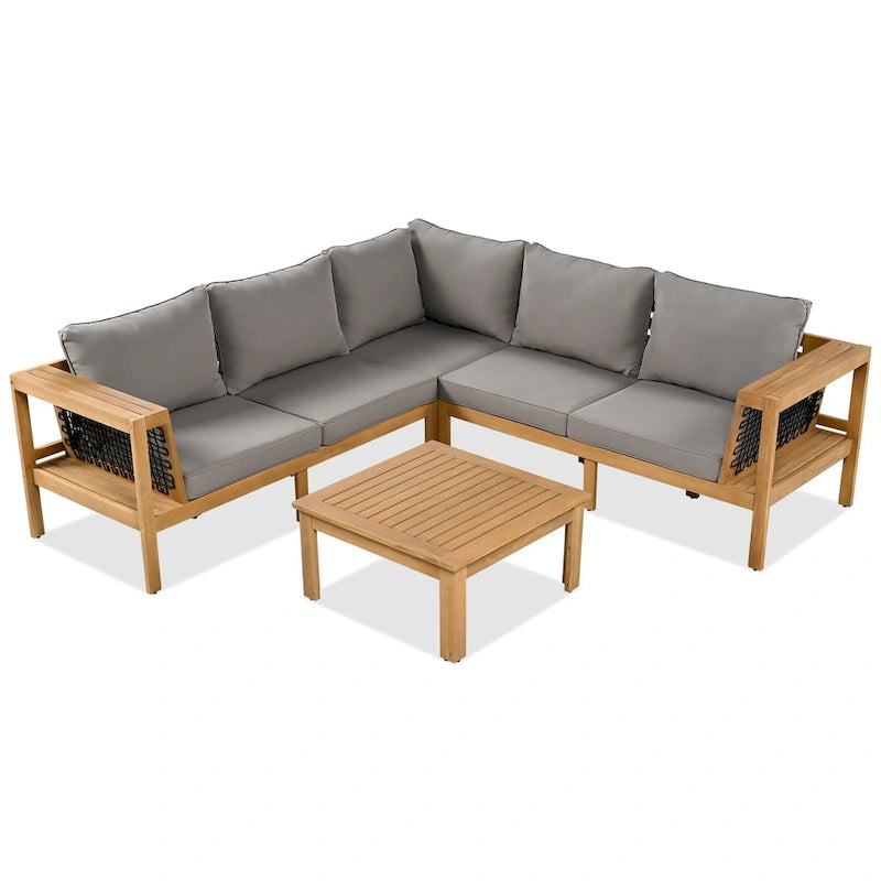 Ensemble de canapés de jardin en bois 4 pièces