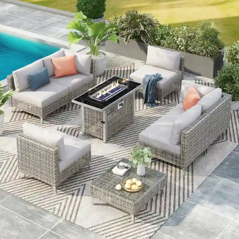 Ensemble de conversation de patio avec foyer-table au propane de 60 000 BTU, table d'appoint