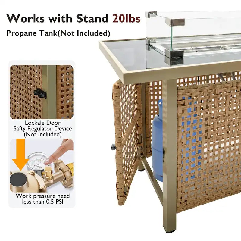 Ensemble de conversation de patio avec foyer-table au propane de 60 000 BTU, table d'appoint