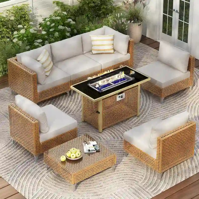 Ensemble de conversation de patio avec foyer-table au propane de 60 000 BTU, table d'appoint