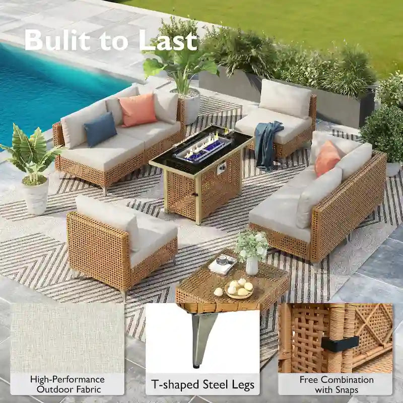 Ensemble de conversation de patio avec foyer-table au propane de 60 000 BTU, table d'appoint