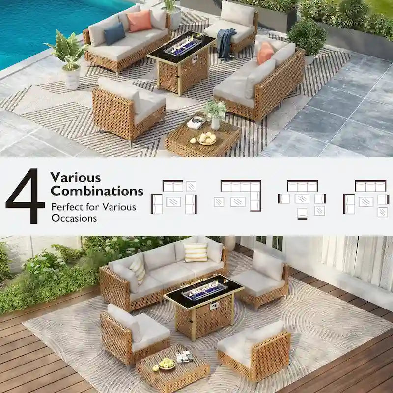Ensemble de conversation de patio avec foyer-table au propane de 60 000 BTU, table d'appoint