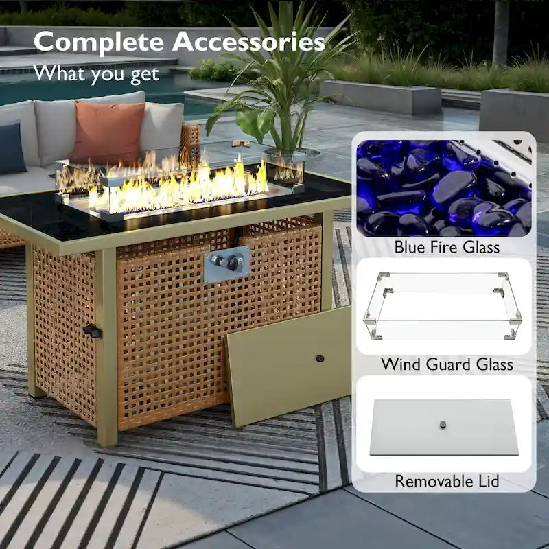 Ensemble de conversation de patio avec foyer-table au propane de 60 000 BTU, table d'appoint