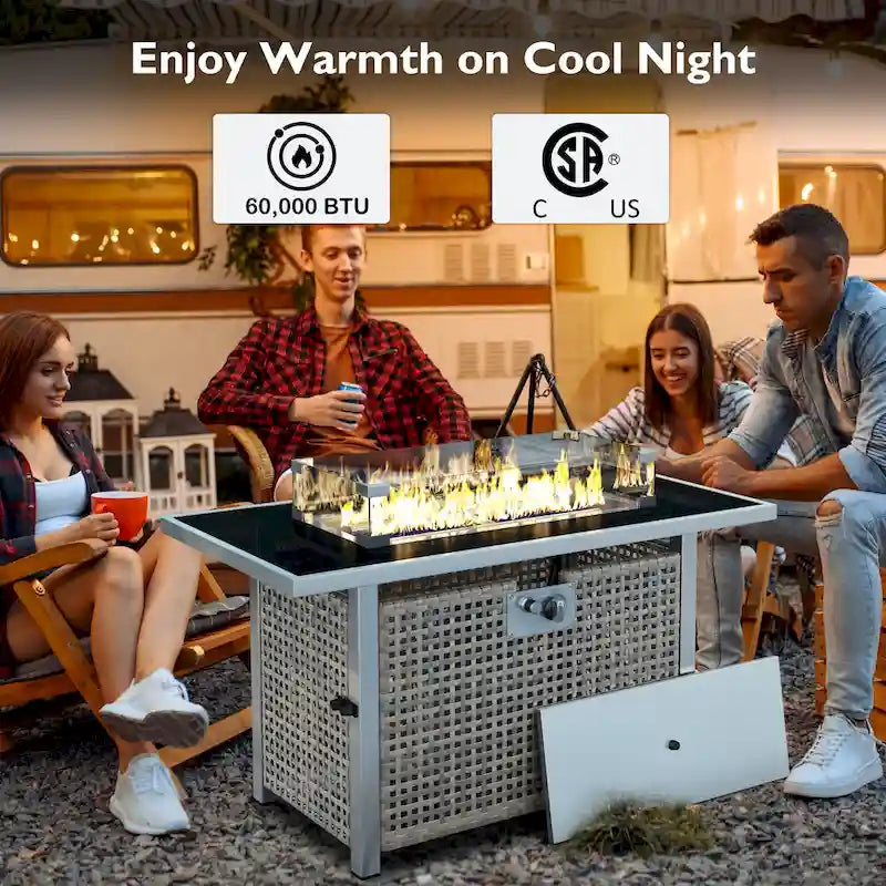 Ensemble de conversation de patio avec foyer-table au propane de 60 000 BTU, table d'appoint