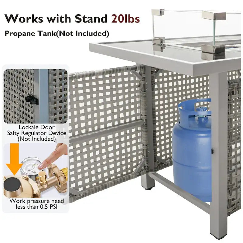 Ensemble de conversation de patio avec foyer-table au propane de 60 000 BTU, table d'appoint