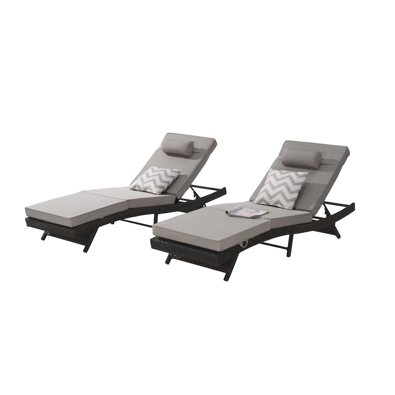 Chaises longues inclinables d'extérieur en rotin pour jardin, plage ou piscine, ensemble de 2