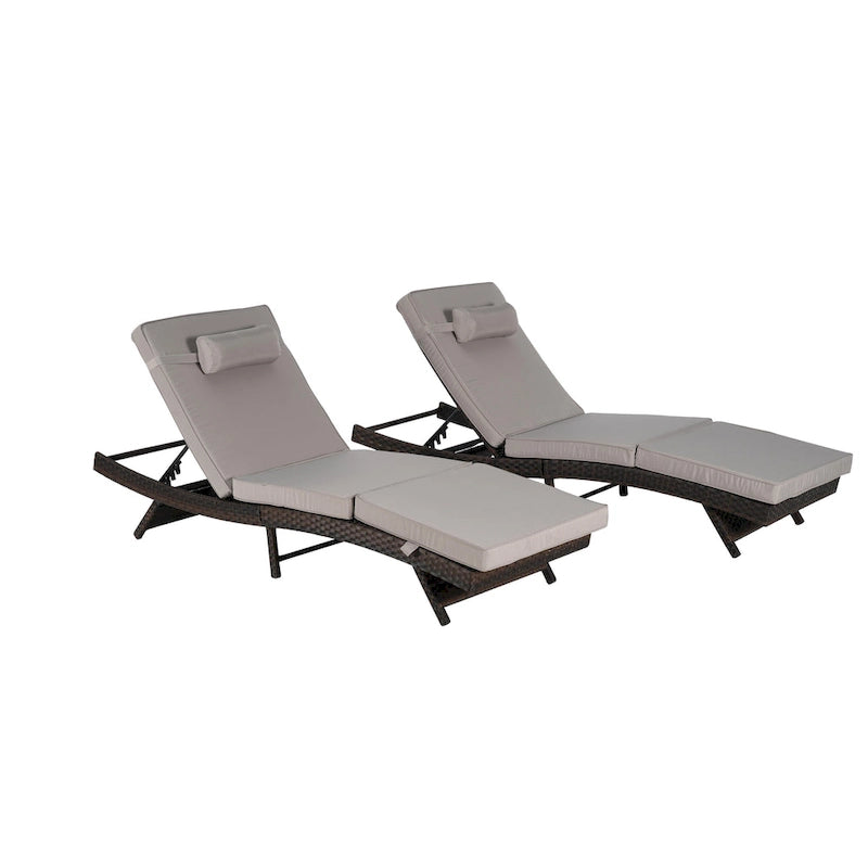 Chaises longues inclinables d'extérieur en rotin pour jardin, plage ou piscine, ensemble de 2