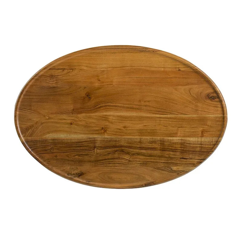 GDFStudio - Table Basse Ovale avec Plateau en Bois d'Acacia Naturel et Cadre en Fer - 40.4