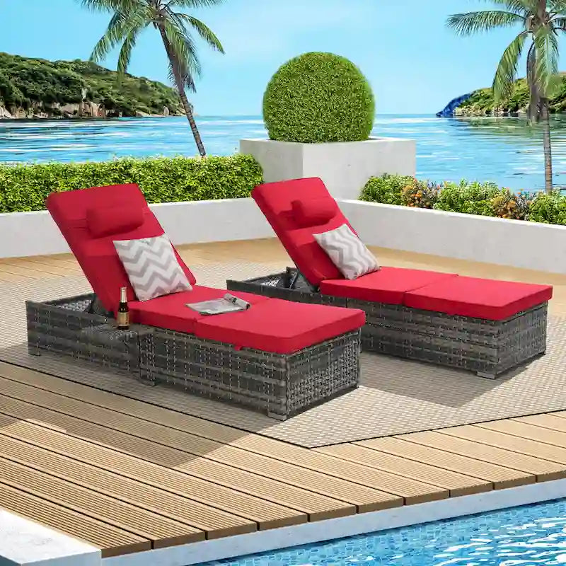 Outdoor Chaise Lounge Chair Set of 2