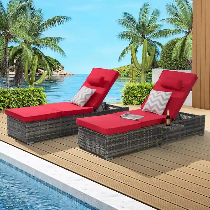 Lot de 2 chaises longues d'extérieur