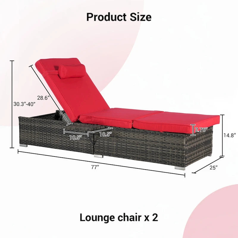Lot de 2 chaises longues d'extérieur
