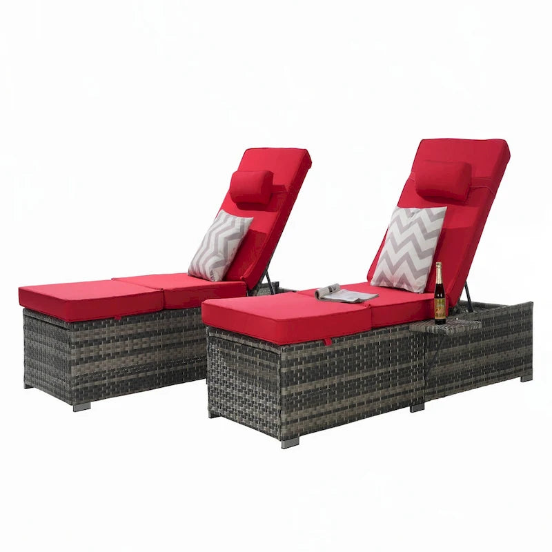 Lot de 2 chaises longues d'extérieur